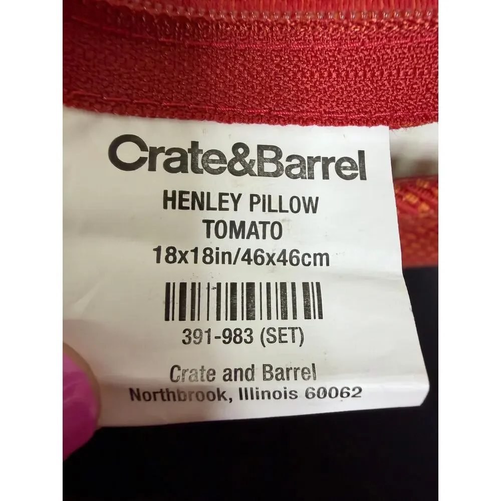 Crate & Barrel Henley Pillows (4) in Tomato